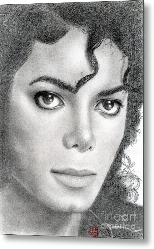 Greeting Cards Metal Print featuring the drawing Michael Jackson #Twenty by Eliza Lo