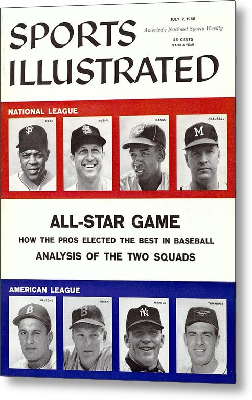 St. Louis Cardinals Metal Print featuring the photograph 1958 All Star Game Preview Sports Illustrated Cover by Sports Illustrated