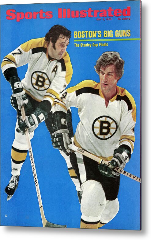 Playoffs Metal Print featuring the photograph Boston Bruins Phil Esposito And Bobby Orr, 1972 Nhl Sports Illustrated Cover by Sports Illustrated