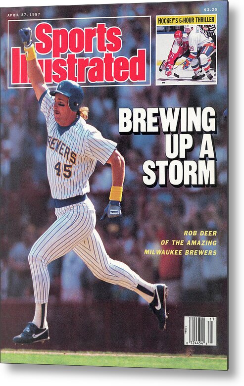 Magazine Cover Metal Print featuring the photograph Brewing Up A Storm Rob Deer Of The Amazing Milwaukee Brewers Sports Illustrated Cover by Sports Illustrated