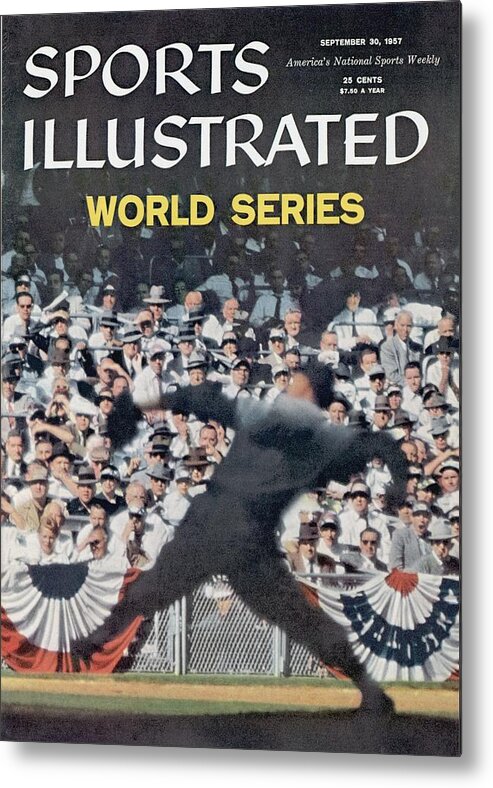 Magazine Cover Metal Print featuring the photograph Brooklyn Dodgers Russ Meyer, 1955 World Series Sports Illustrated Cover by Sports Illustrated