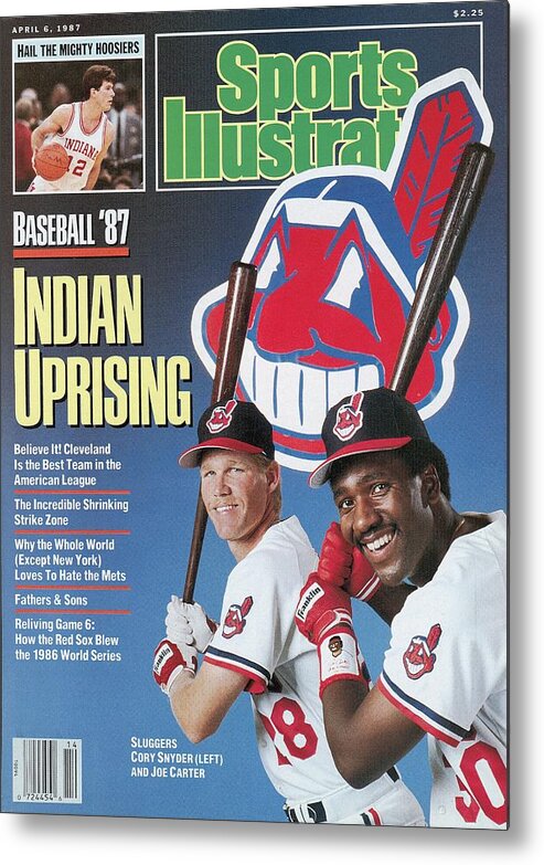 1980-1989 Metal Print featuring the photograph Cleveland Indians Cory Snyder And Joe Carter, 1987 Mlb Sports Illustrated Cover by Sports Illustrated