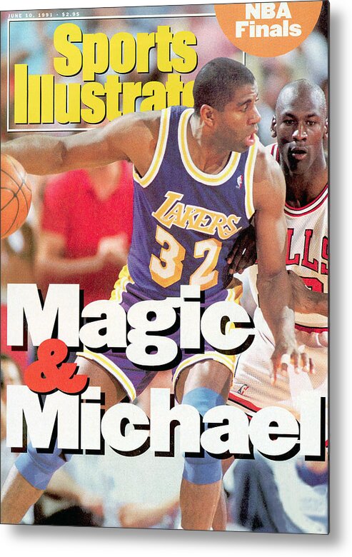 Playoffs Metal Print featuring the photograph Los Angeles Lakers Magic Johnson, 1991 Nba Finals Sports Illustrated Cover by Sports Illustrated
