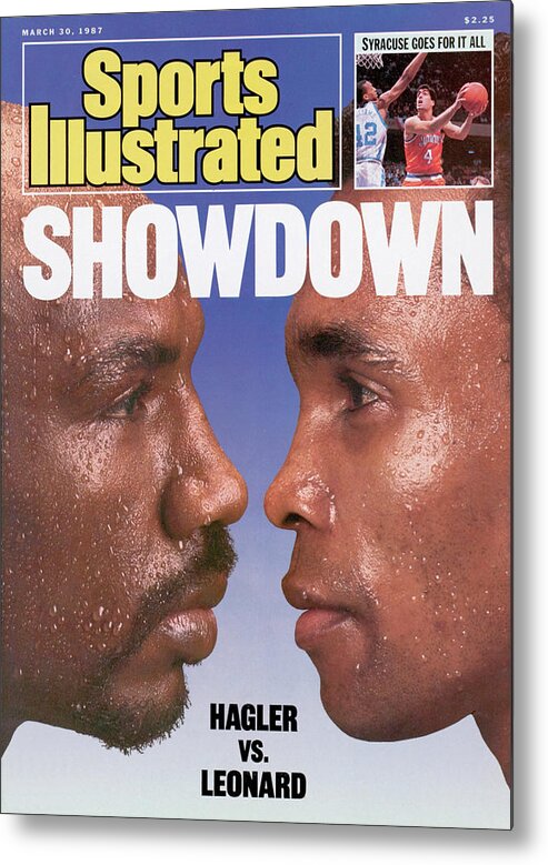 Magazine Cover Metal Print featuring the photograph Marvelous Marvin Hagler And Sugar Ray Leonard, 1987 Wbc Sports Illustrated Cover by Sports Illustrated