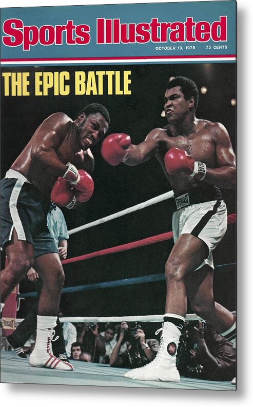 Joe Frazier Metal Print featuring the photograph Muhammad Ali, 1975 Wbcwba Heavyweight Title Sports Illustrated Cover by Sports Illustrated