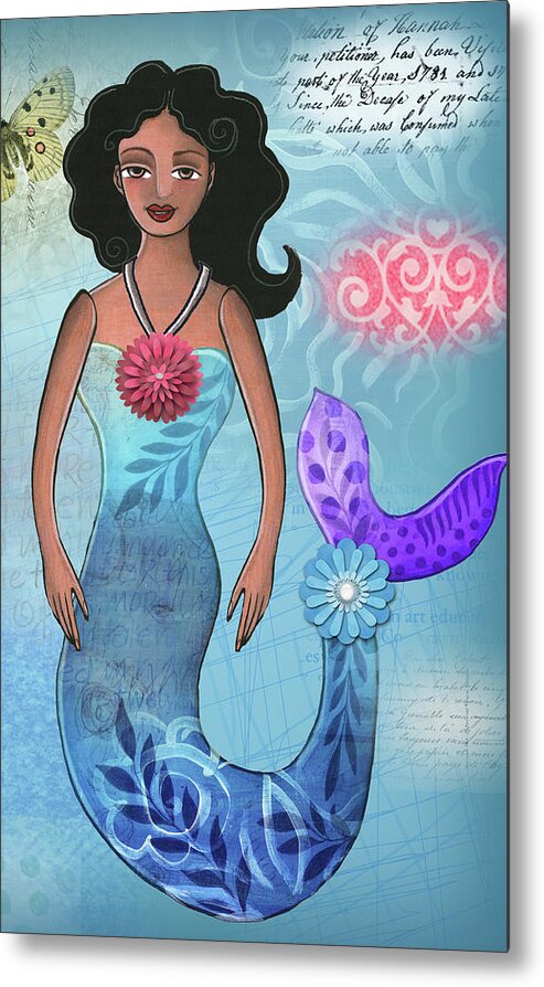 Mermaid Metal Print featuring the mixed media Mermaid Dream 1 by Elaine Jackson