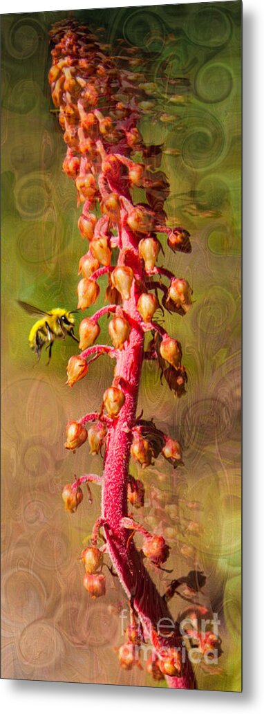 Georgia Okeefe Metal Print featuring the painting Bee Psychadelic with Me by Omaste Witkowski