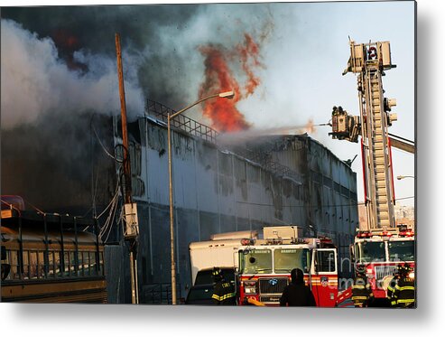 Fdny Metal Print featuring the photograph Brooklyn 7 Alarm Fire by Steven Spak