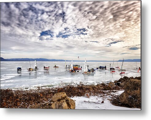Ice Metal Print featuring the photograph Ice boats on Lake Pepin by Al Mueller
