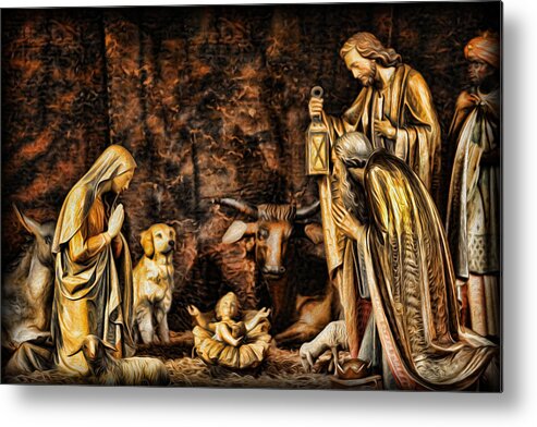 Christmas Metal Print featuring the photograph Jesus had a Labrador by Lee Dos Santos
