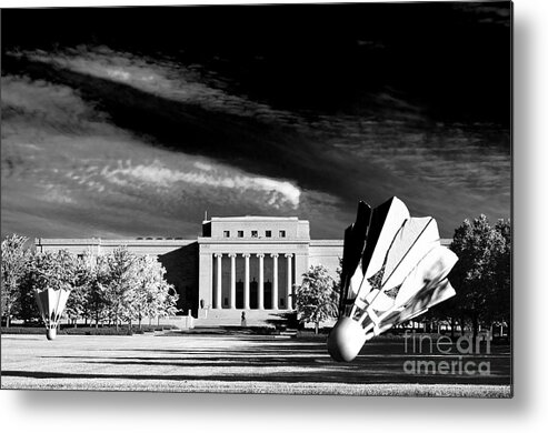 Kansas City Metal Print featuring the photograph Nelson Adkins Art Museum BW by Andee Design