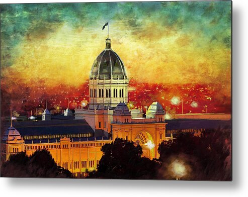 Australiagreat Barrier Reefkakadu National Parkwillandra Lakes Regionlord Howe Island Grouptasmanian Wildernessgondwana Rainforests Of Australia 1uluru-kata Tjuta National Park 2wet Tropics Of Queenslandshark Bay Metal Print featuring the painting Royal Exhibition Building by Catf