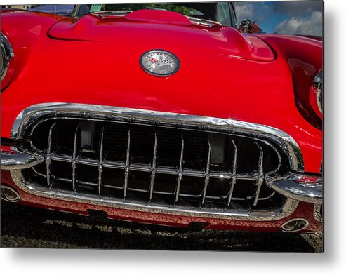 1958 Metal Print featuring the photograph 1958 Chevrolet Corvette Grille by Ron Pate