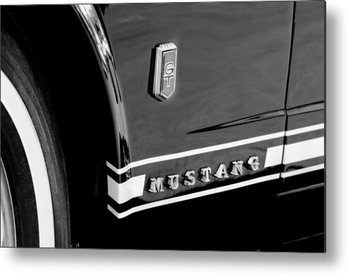 1965 Ford Mustang Gt Convertible Emblem Metal Print featuring the photograph 1965 Ford Mustang Gt Convertible Emblem by Jill Reger