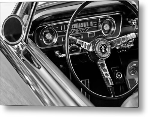 1965 Shelby Prototype Ford Mustang Steering Wheel Metal Print featuring the photograph 1965 Shelby prototype Ford Mustang Steering Wheel by Jill Reger