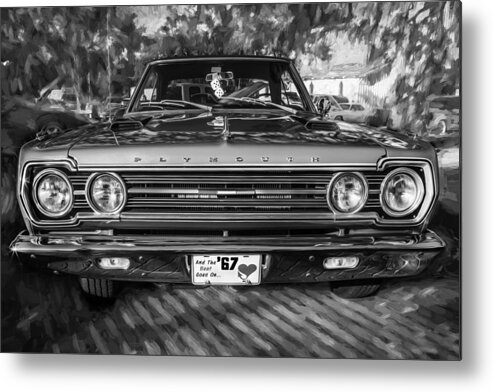 1967 Plymouth Metal Print featuring the photograph 1967 Plymouth Belvedere GTX 440 Painted BW by Rich Franco