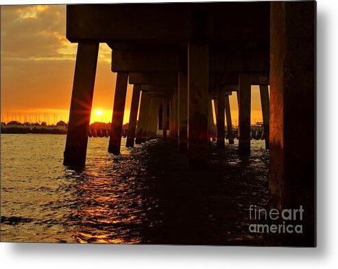 Sunset Metal Print featuring the photograph 2013 First Sunset Under North Bridge #1 by Lynda Dawson-Youngclaus