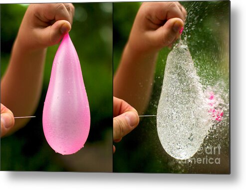 Water Balloon Metal Print featuring the photograph 1/8000 of a Second by Mark Miller