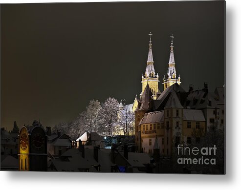 Chateau De Neuchatel Metal Print featuring the photograph A cold winter's night #1 by Charles Lupica