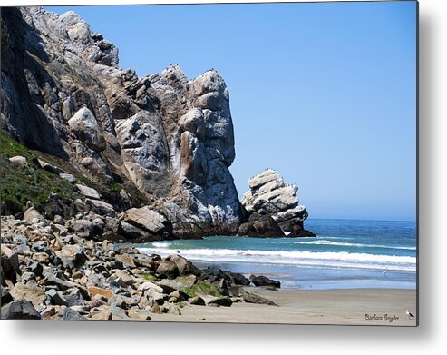 Barbara Snyder Metal Print featuring the photograph A Piece of the Rock at Morro Bay 1 #1 by Barbara Snyder