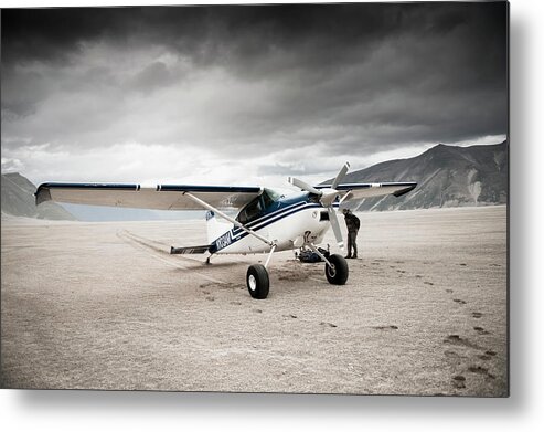 20s Metal Print featuring the photograph A Small Cessna Dropping #1 by Nick Hall