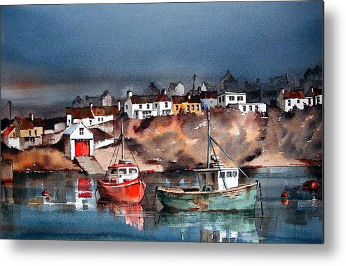 Val Byrne Metal Print featuring the painting Ballycotton Harbour East Cork #1 by Val Byrne