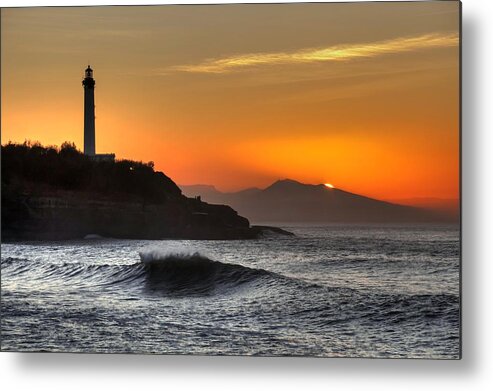Sunset Metal Print featuring the photograph Biarritz #1 by Karim SAARI