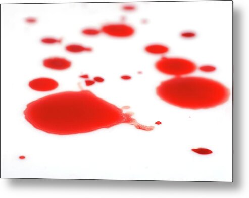 Blood Metal Print featuring the photograph Blood Spatter #1 by Cordelia Molloy