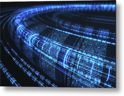 Artwork Metal Print featuring the photograph Blue Lines by Ktsdesign/science Photo Library