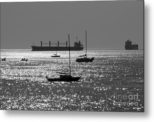 Vancouver Metal Print featuring the photograph Boats on English Bay Vancouver by John Mitchell