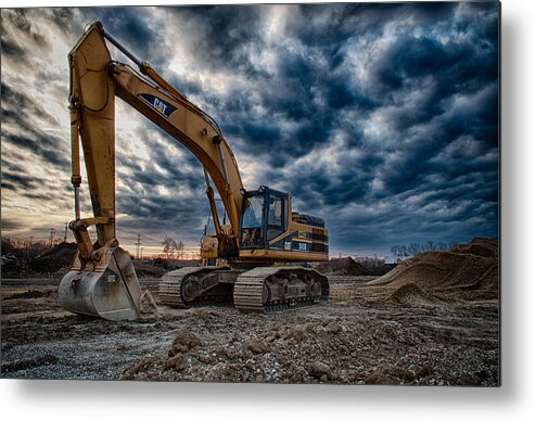 Bulldozer Metal Print featuring the photograph Cat Excavator by Mike Burgquist