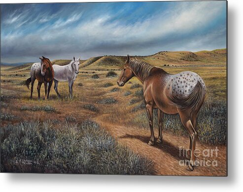 Horses Metal Print featuring the painting Cayuse Country by Ricardo Chavez-Mendez
