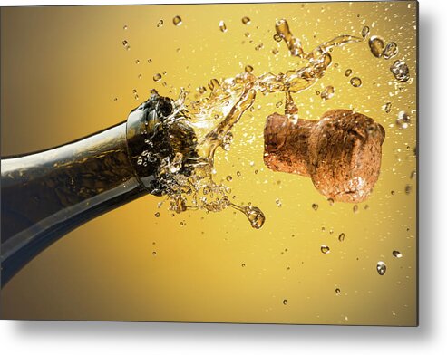 Nobody Metal Print featuring the photograph Champagne Bottle And Cork #1 by Ktsdesign