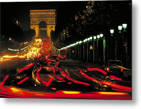 History Metal Print featuring the photograph Champs Elysee at Night #2 by Carl Purcell