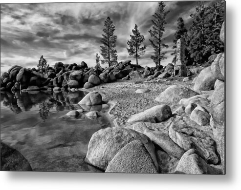 Black And White Metal Print featuring the photograph Chimney Beach Lake Tahoe #1 by Scott McGuire