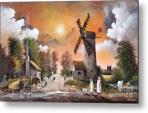 Countryside Metal Print featuring the painting Church View - England by Ken Wood