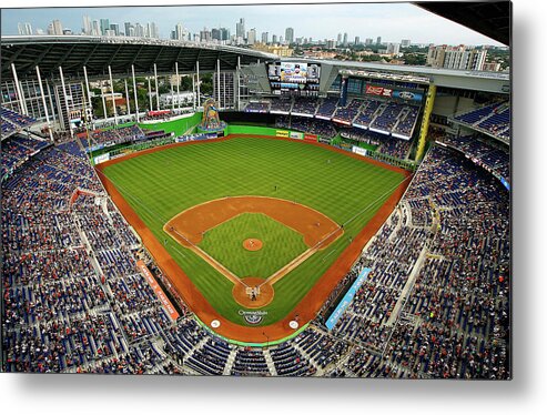 American League Baseball Metal Print featuring the photograph Colorado Rockies V Miami Marlins #1 by Mike Ehrmann