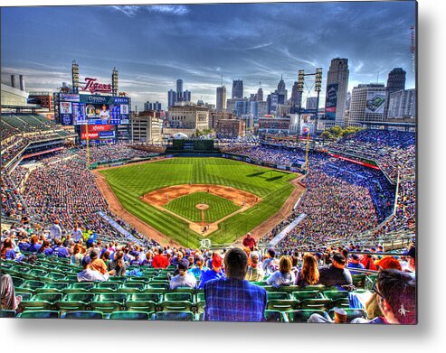 Comerica Park Metal Print featuring the photograph Comerica Park Detroit Skyline #1 by A And N Art