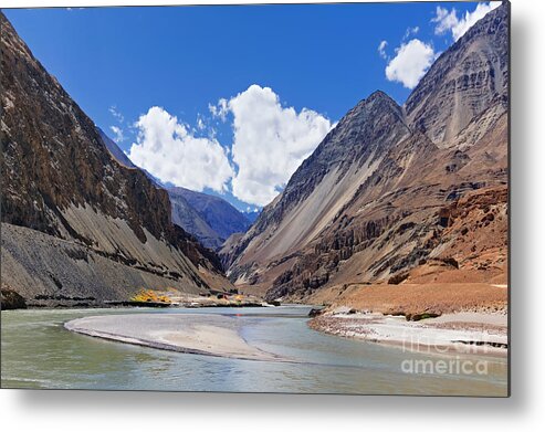 River Metal Print featuring the photograph Confluence of Zanskar and Indus rivers - Leh Ladakh India #1 by Rudra Narayan Mitra