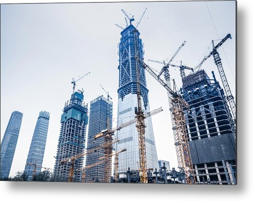 Built Structure Metal Print featuring the photograph Construction sites in Beijing guomao #1 by Wonry