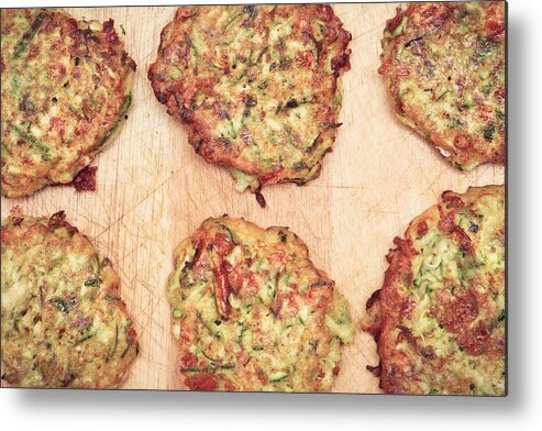 Amateur Metal Print featuring the photograph Courgette fritters #1 by Tom Gowanlock