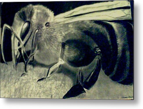 Bee Metal Print featuring the drawing Daddy's Baby Bee by Suzanne Berthier