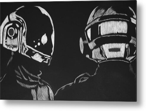 Daft Metal Print featuring the drawing Daft Punk by Trevor Garner