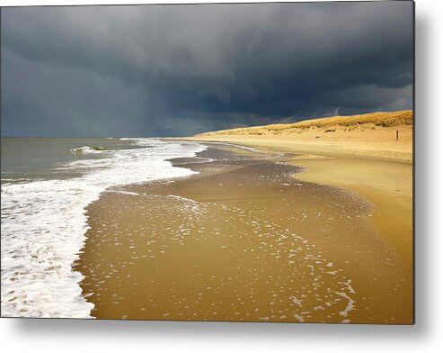 North Holland Metal Print featuring the photograph Dark Sky At The Beach #1 by Sjo
