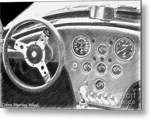 Heiko Metal Print featuring the photograph DN-Cobra Oldtimer Steering Wheel #2 by Heiko Koehrer-Wagner