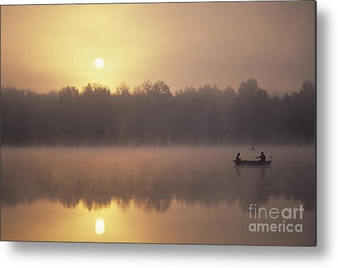 Landscape Metal Print featuring the photograph Fishermen on small lake #2 by Jim Corwin