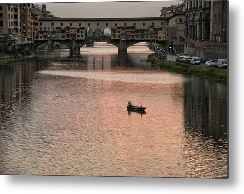 Architecture Art Metal Print featuring the photograph Fishing at Sunset by Melany Sarafis