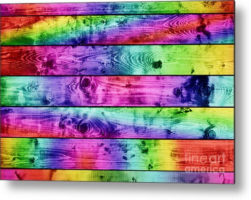 Wood Metal Print featuring the photograph Grunge colorful wood planks background #1 by Michal Bednarek