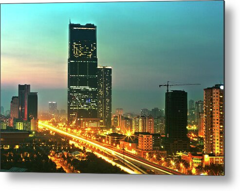 Motion Metal Print featuring the photograph Hanoi By Night #1 by Long Hoang