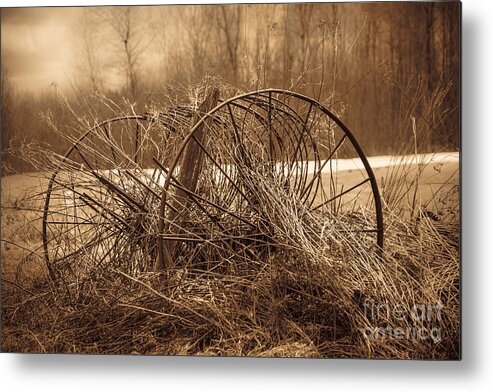 Steel Metal Print featuring the photograph Hay Rake #2 by Alana Ranney